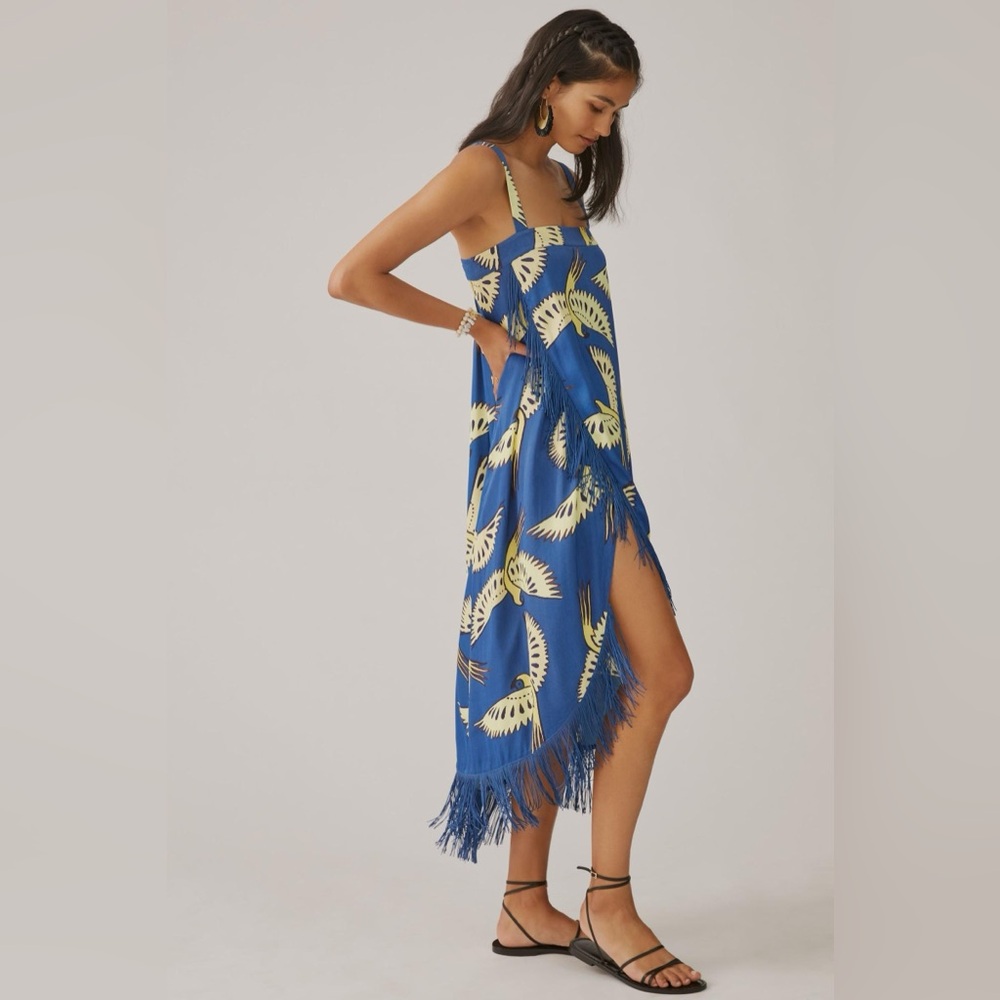 Farm Rio Birds of a Feather Fringe Wrap Dress x Anthropologie
